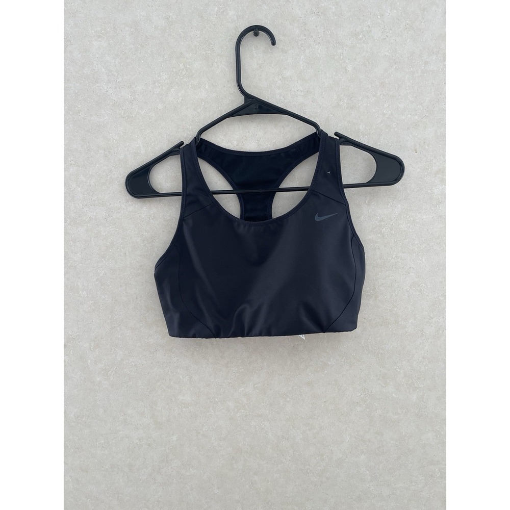 Nike Womens L Sports Bra Dri-Fit Charcoal Black Sports Top Workout Gear Athletic